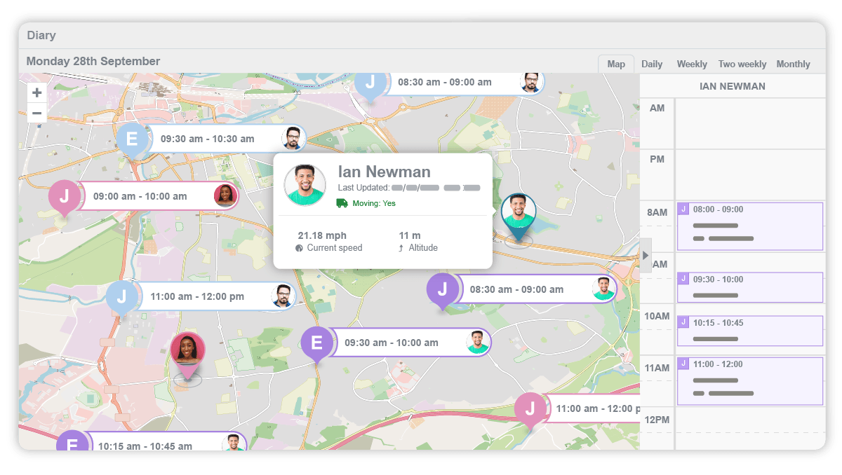Real-time vehicle tracking scheduling feature