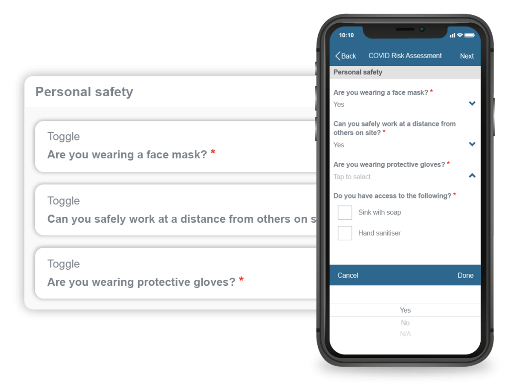 Examples of custom forms on Commusoft mobile app