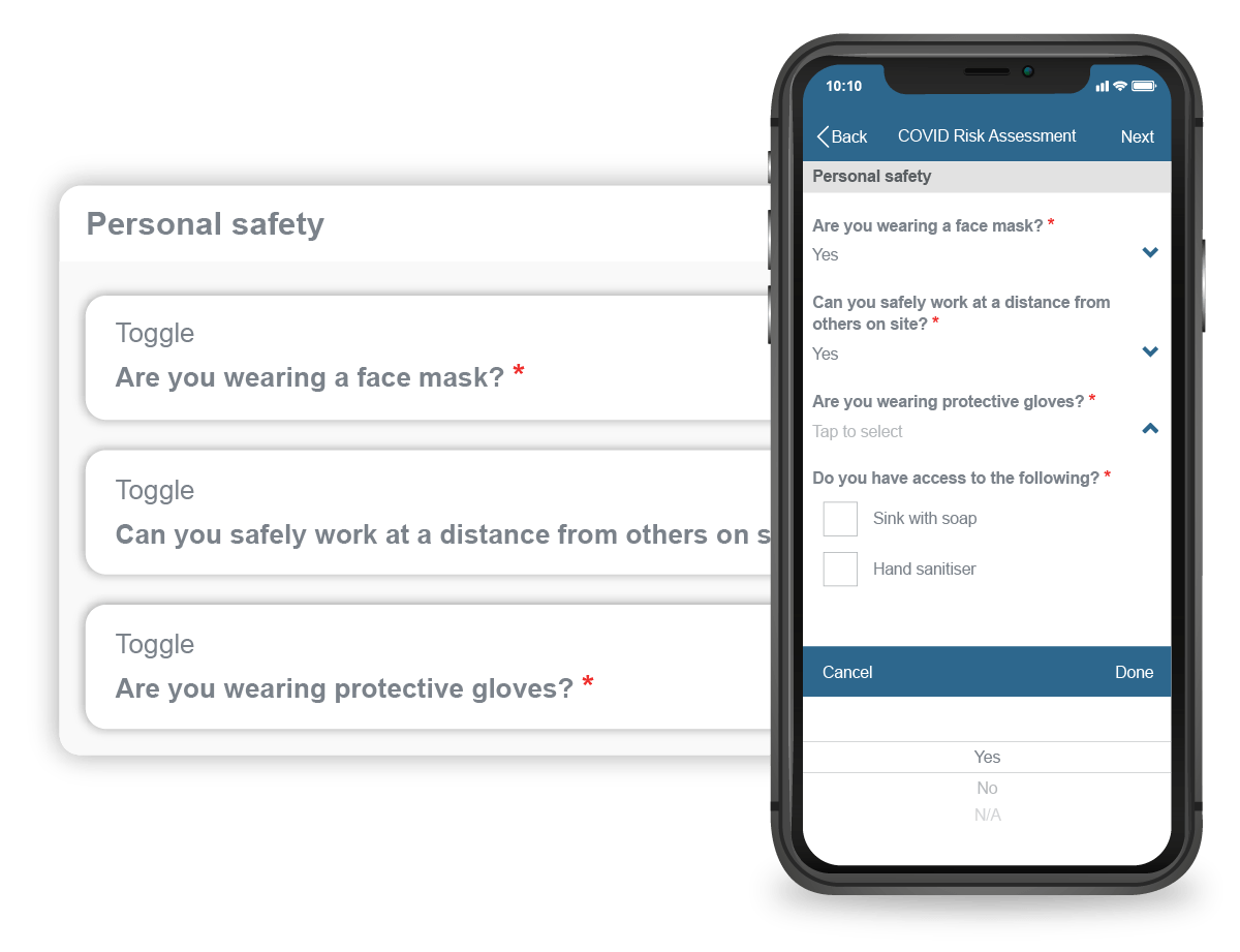 Examples of custom forms on Commusoft mobile app