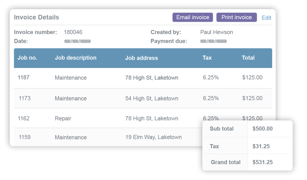 Consolidated invoicing feature