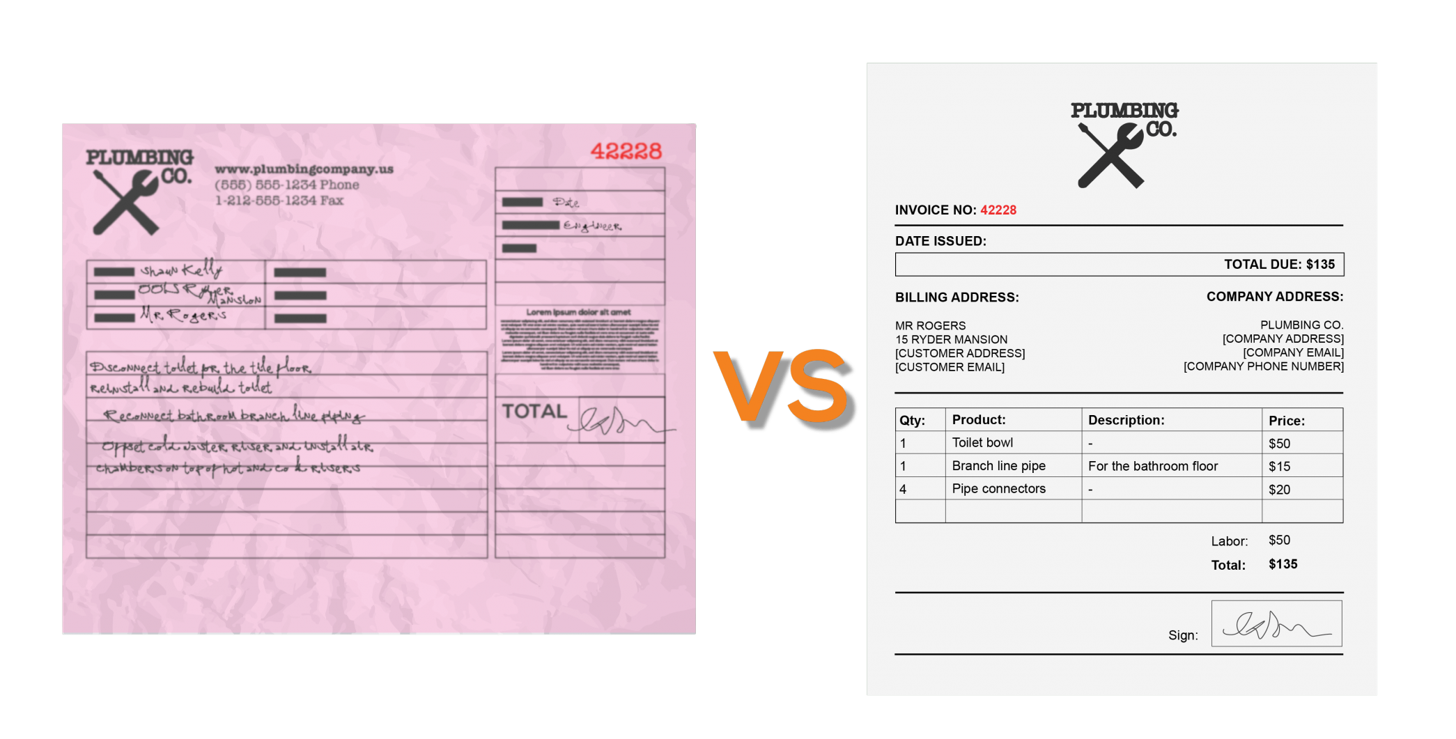 paper vs electronic standard invoice template