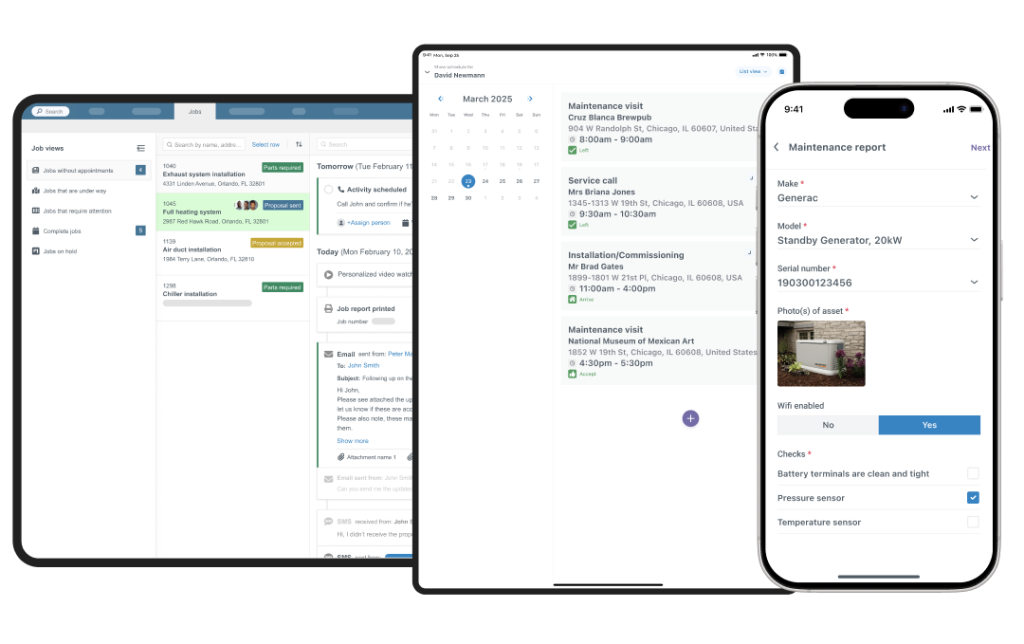 Commusoft in operation on different devices