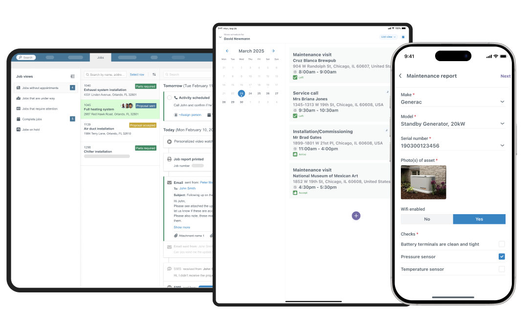 Commusoft in operation on different devices