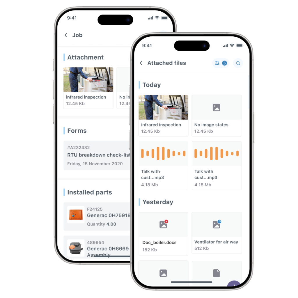 Attached files in job view on mobile app