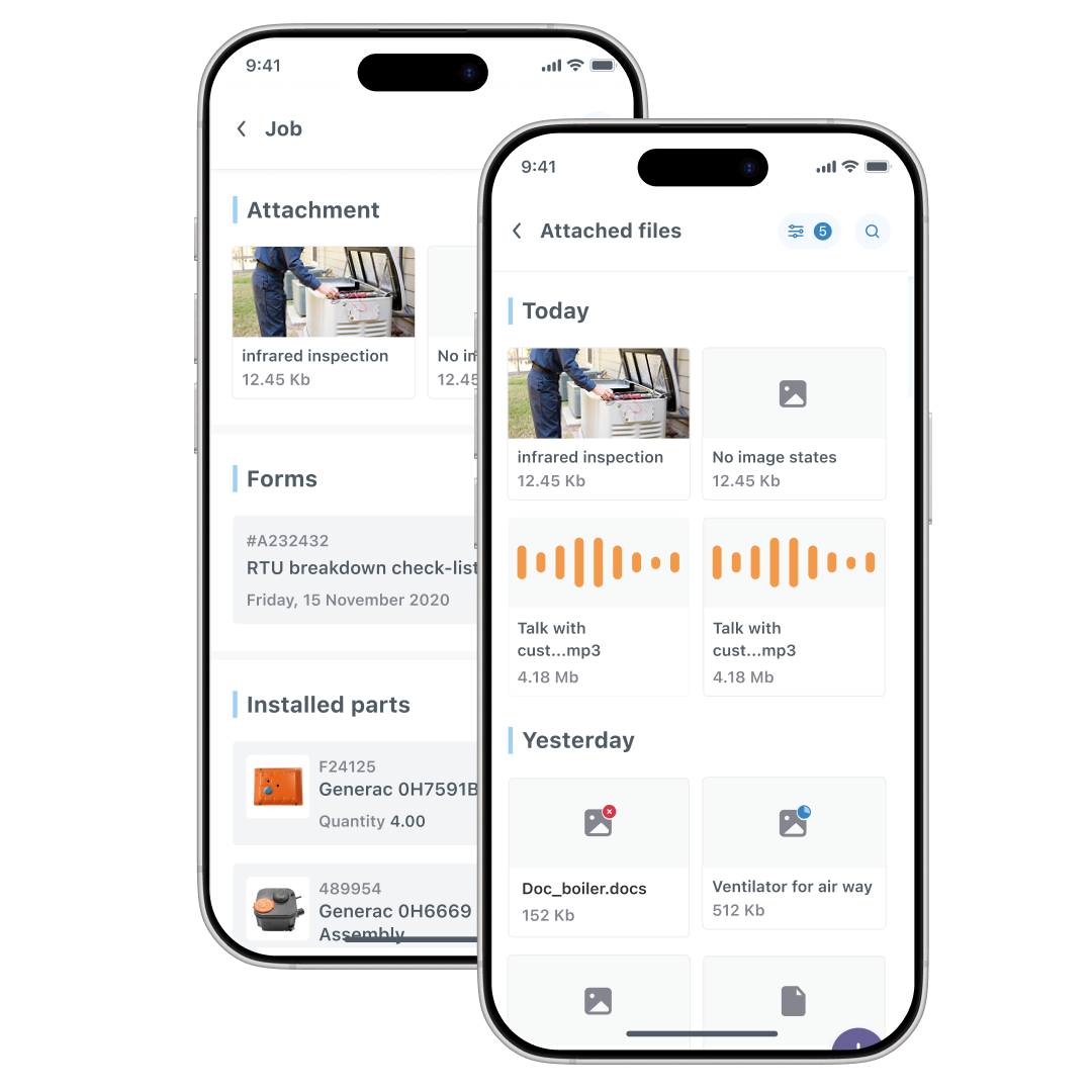 Attached files in job view on mobile app