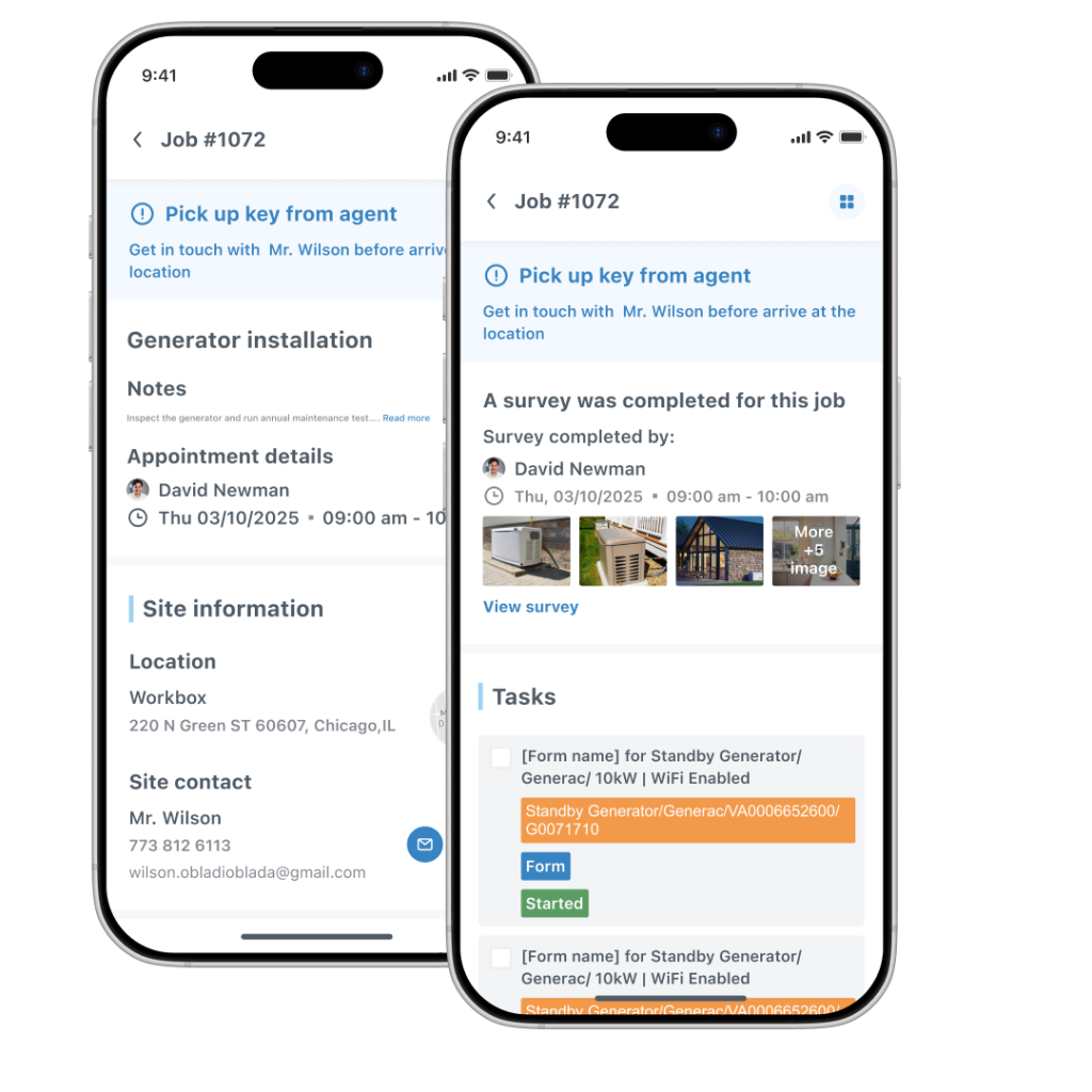 Job view on mobile app