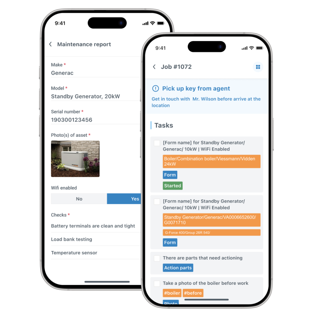 Onsite tasks and job report on mobile app