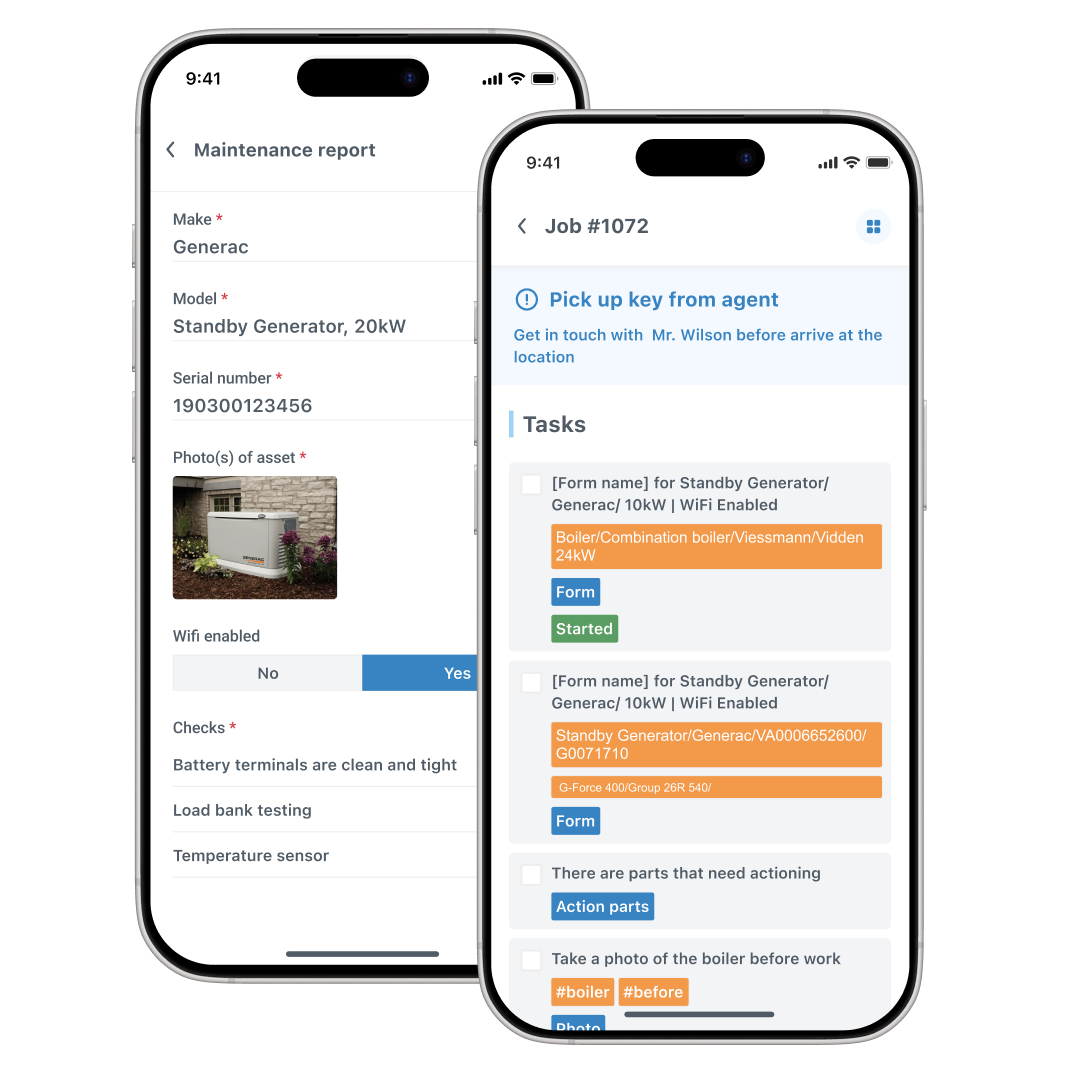 Onsite tasks and job report on mobile app