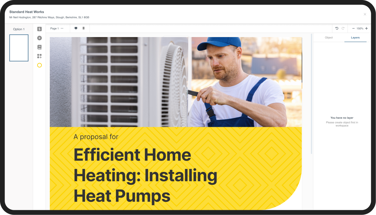 A proposal document for a generator installation job