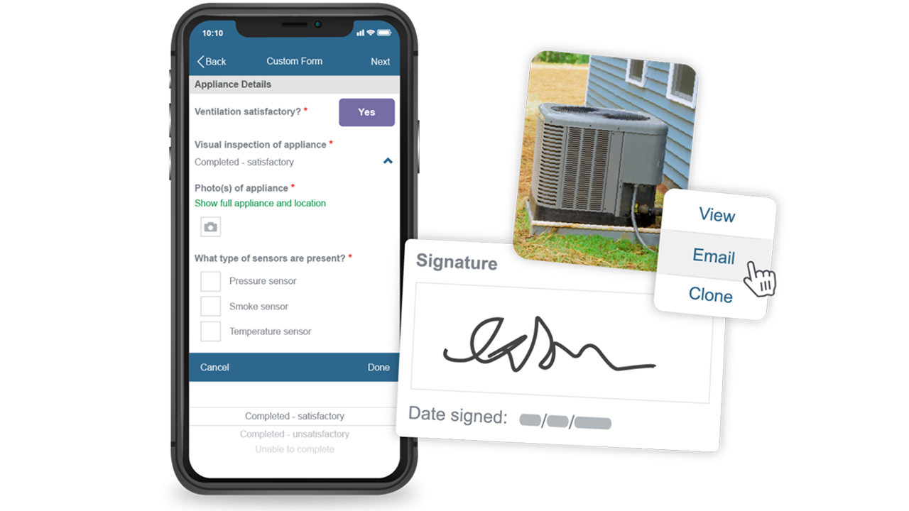 custom forms HVAC signature mobil