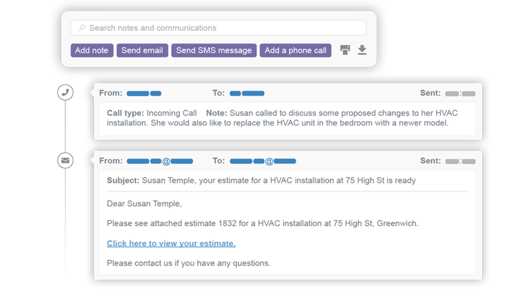 customer database communication logs