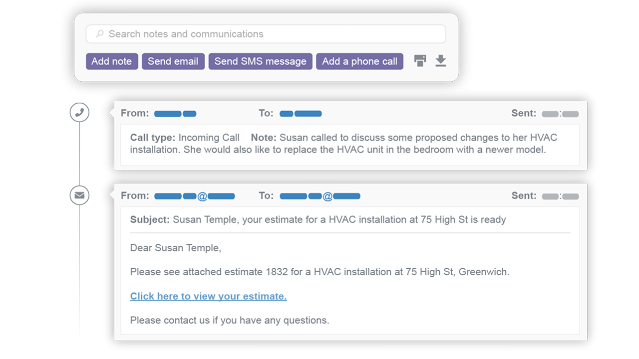 customer database communication logs
