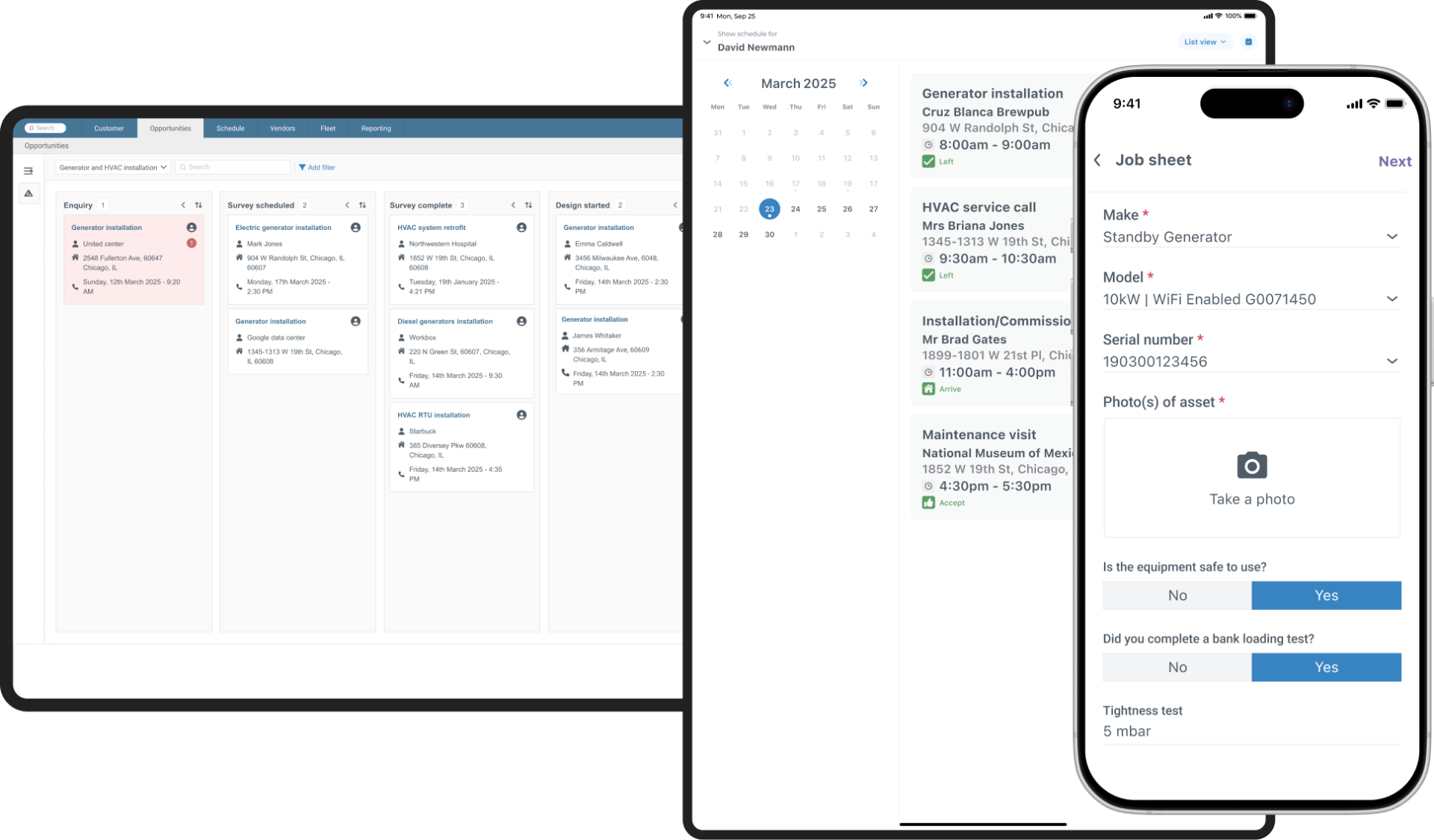 Commusoft in action on different devices