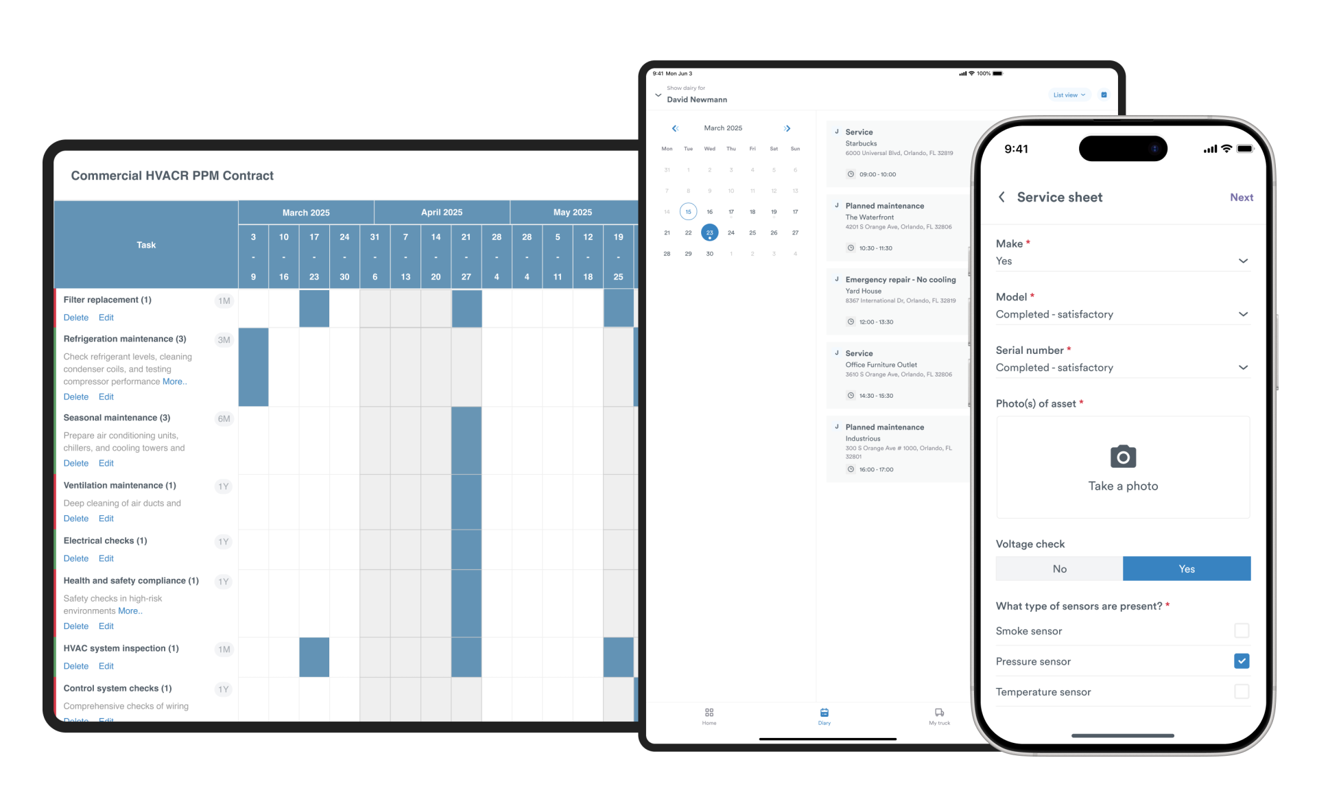 HVAC PPM schedule and service sheet