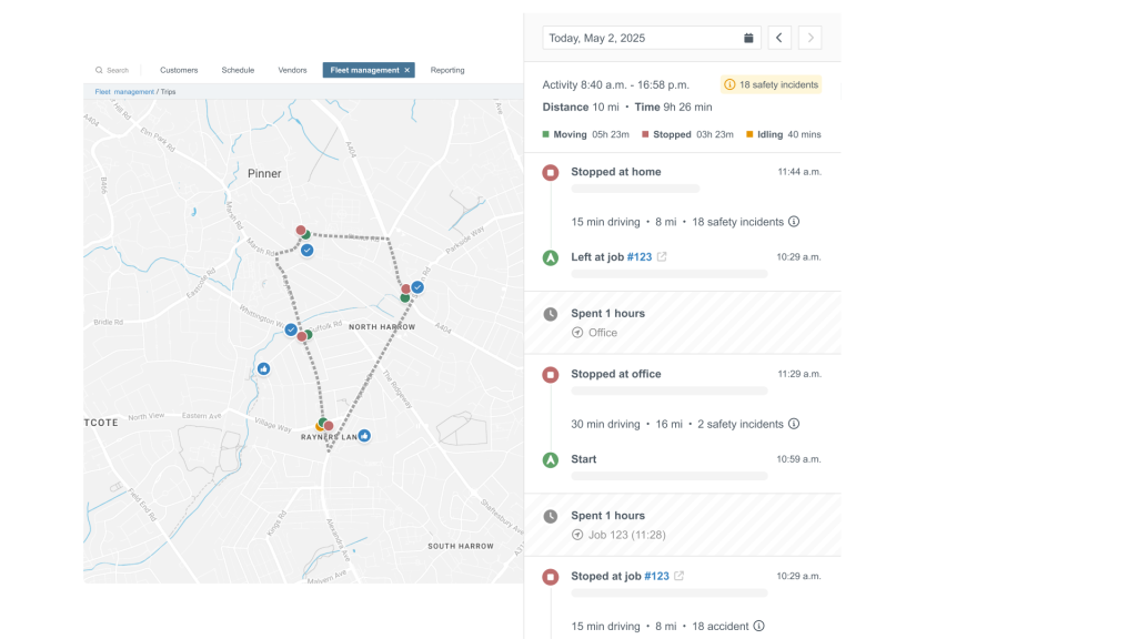 Trip history in fleet management