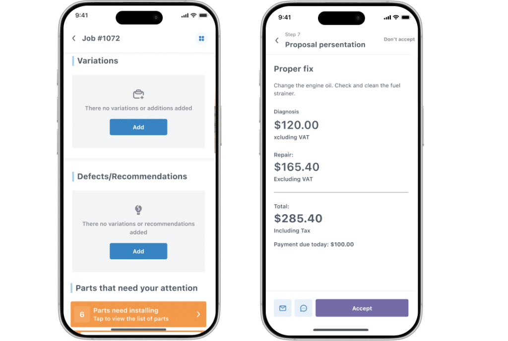 Job details and proposal in mobile view