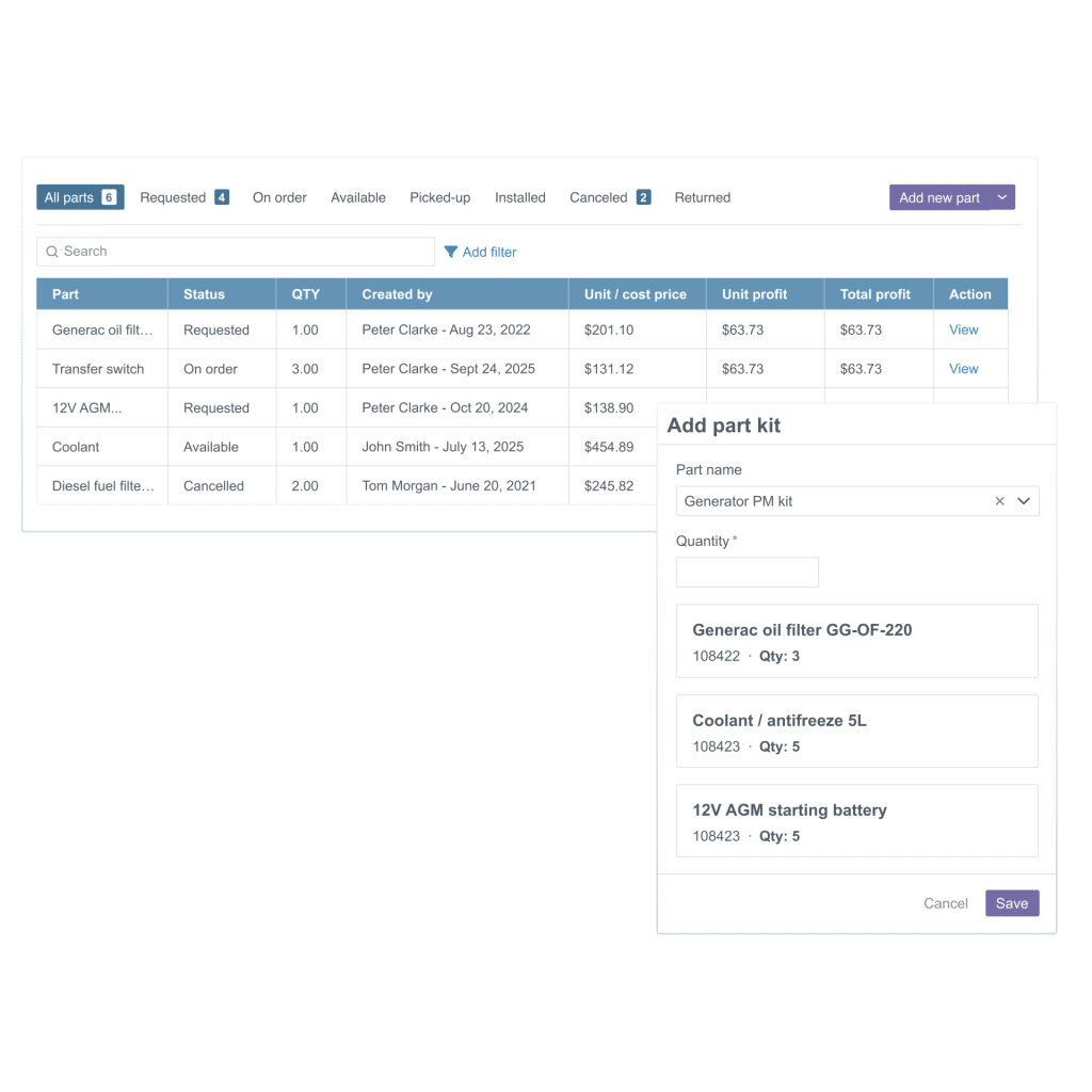 Manage purchase orders