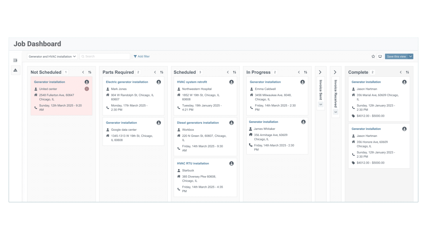 Job dashboard