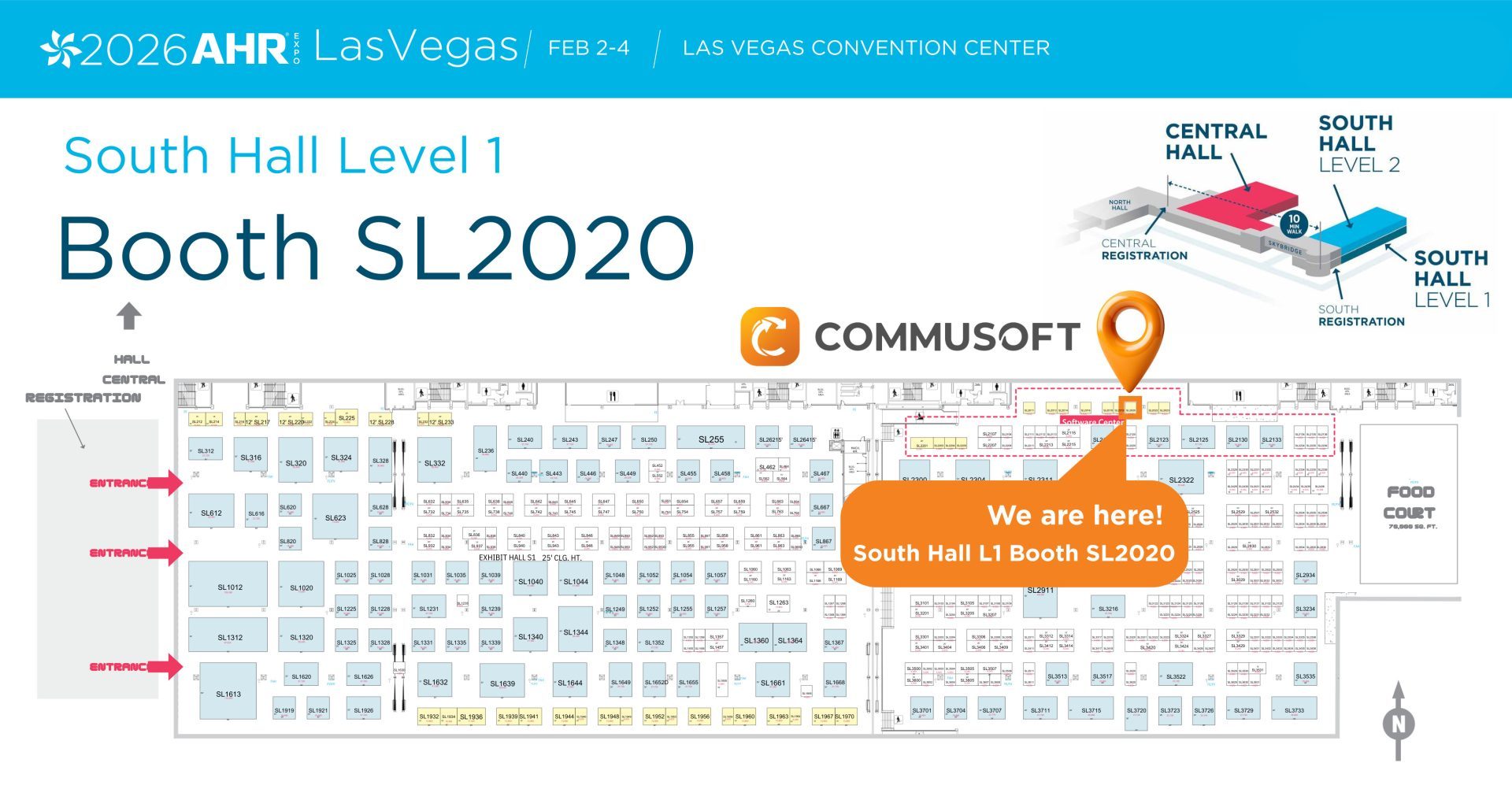 AHR 2026 Sales Floorplan South Hall Booth SL2020